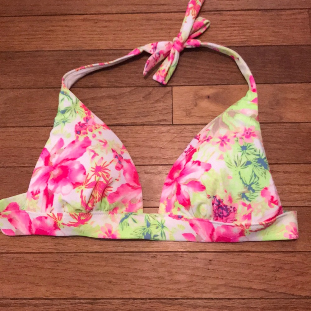 Neon floral bikini top